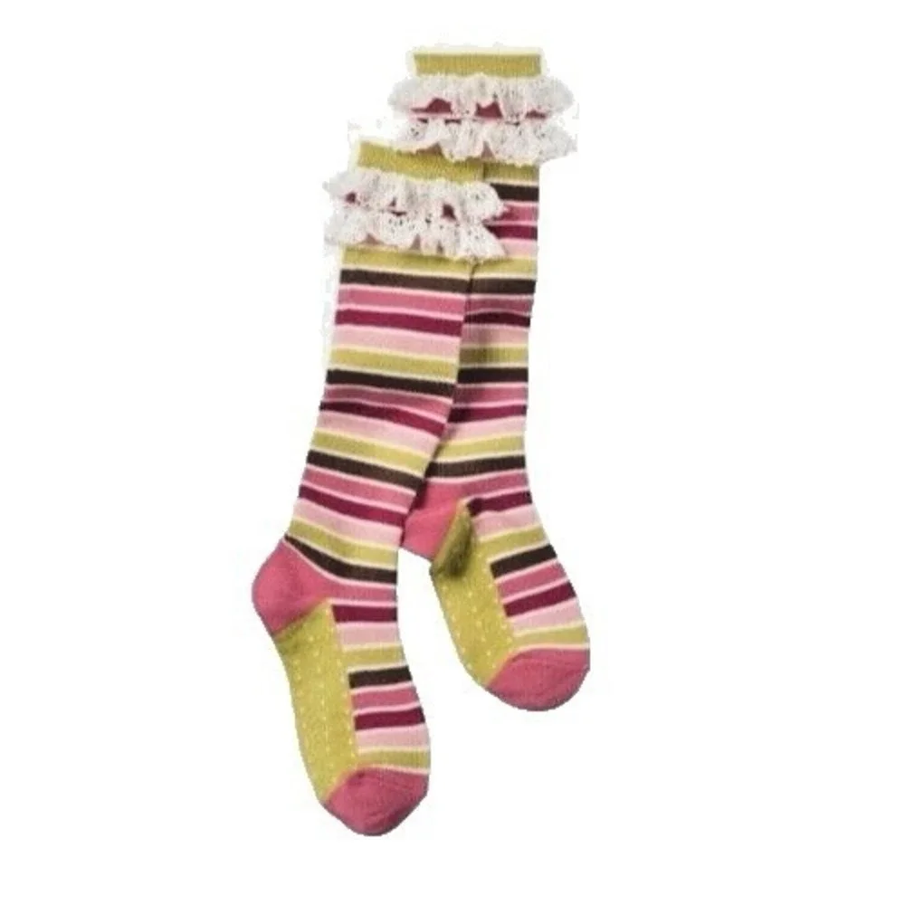 MATILDA JANE Girls Color Wheel Striped Socks Size Small New